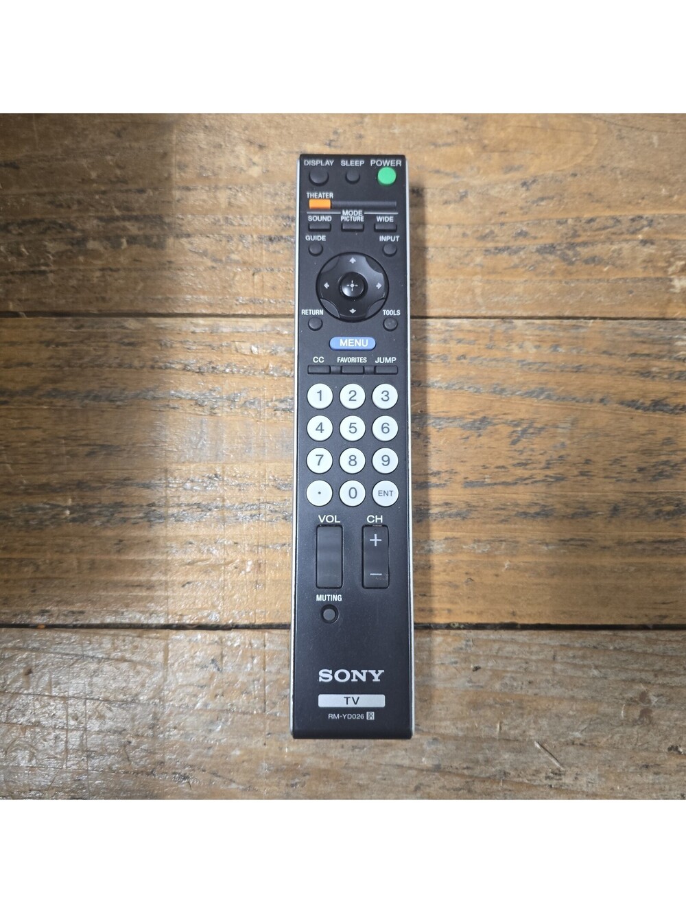 Sony RM-YD026 TV Remote Control (Cleaned, Tested Works) No Battery Cover
